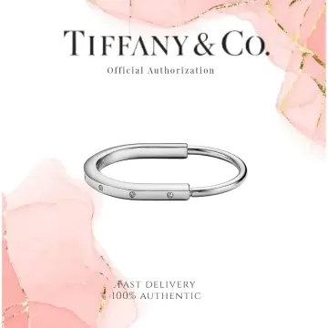 Tiffany Lock Bangle Bracelet in Rose Gold with Diamond Accents, Size: Extra Large |Lock Men's and Women's Bracelet