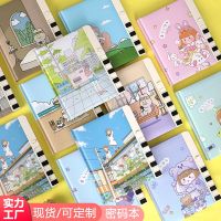 [COD] 32 open password book cartoon notebook creative diary with lock school pupils notepad anti-peeping