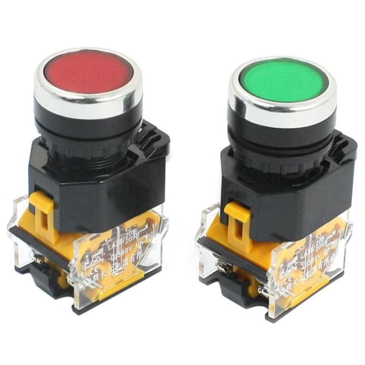 16pcs-22mm-mount-10a-380v-dpst-red-green-momentary-push-button-switch