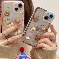 เคสอุปกรณ์เสริมโทรศัพท์รูปหมีน่ารักสำหรับเด็กผู้หญิง,เคสโทรศัพท์3D การ์ตูนหมีลูกอมสำหรับเคสโทรศัพท์11 12 13Pro X XR XS Max 7 8Plus ฝาหลังใสป้องกันการตก