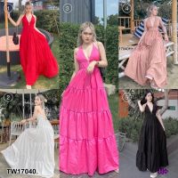 CC 17040 แม็กซี่ เดรสยาว เดรสเที่ยวทะเล ชุดไปทะเล maxi dress (ฟรีไซส์ M อก 32-36 เอว25-30 สพ38-44)