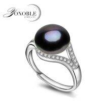 Natural Pearl Rings Wedding Freshwater Black Rings For Women Adjustable Ring 925 Silver Jewelry Girl Engagement Birthday Gift