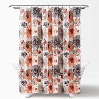 Shower Curtain Waterproof -Bathroom Flower Floral Large Blooms Fabric Print Design Bath Curtains 180*180CM YellowPink