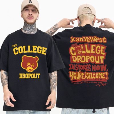 Kanye West College Dropout T-shirt Men Women Music Album Double Sided Print Short Sleeve T-shirts Hip Hop Streetwear Tee Shirt