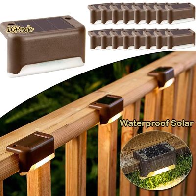 ∋♞ Solar LED Light Outdoor Waterproof Step Lights Garden Outdoor Solar Spotlights Decoration Lighting for Fence Patio Stair Yard