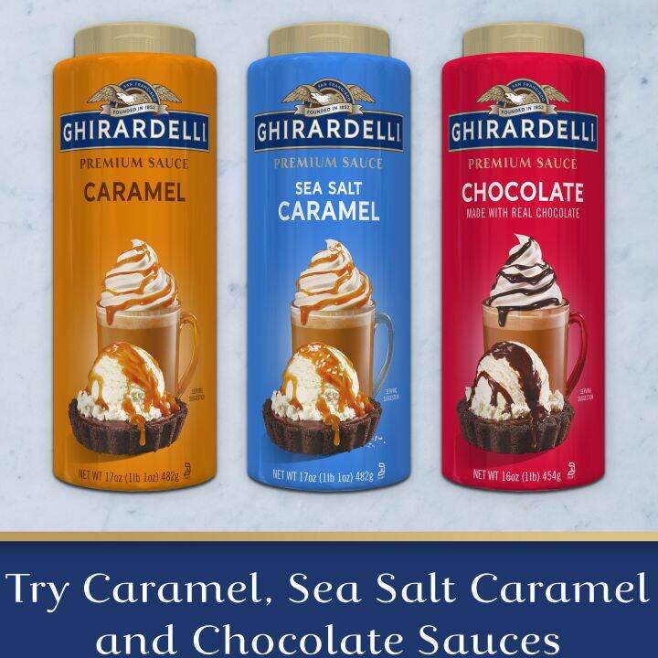 Ghirardelli Squeeze Bottles Caramel, Vanilla, White Chocolate, Sea