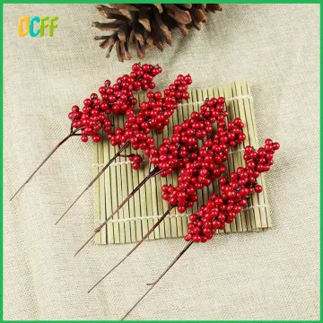 1Pcs Artificial White Berries Stems Christmas Berry Branches for Flowers  Arrangements&Home DIY Crafts Fake Snow Tree Decorations