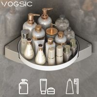 ชั้นวางของในห้องน้ำ VOGSIC พร้อมชั้นวางทรงสามเหลี่ยมดิสก์หมุนห้องอาบน้ำติดมุมอุปกรณ์จัดระเบียบติดผนังชั้นเก็บของในห้องน้ำ