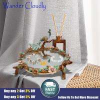 Wander Cloudly ถาดกระจกสำหรับตกแต่งชิ้นกลางถาดแต่งหน้าจัดนกยูงจานถาดใส่แสดงเครื่องประดับเสิร์ฟสำหรับโต๊ะกาแฟเครื่องประดับ