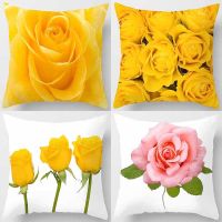 【CW】♦❀  45x45cm Pillowcase pink flowers Sofa Office cushion Room aesthetic home decoration