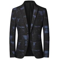 ZZOOI Small suit mens jacket 2022 spring new casual suit slim top Korean version all-match thin suit mens top plaid blazer