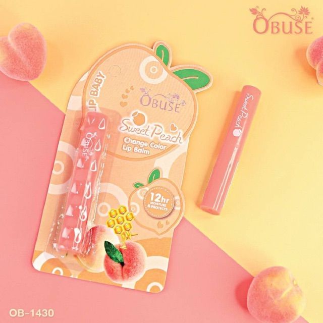 obuse-sweet-peach-change-color-lip-balm-ob-1430-โอบิ๊ว-ลิปมันเปลี่ยนสีลูกพีช