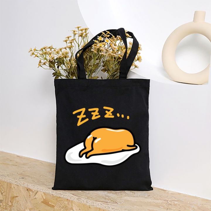 กระเป๋าสะพายไหล่-ผ้าแคนวาส-ลายการ์ตูนไข่ขี้เกียจ-gudetama-kawaii-สําหรับผู้หญิง