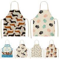 Bulldog Dachshund Pug Dog Printed Kitchen Apron for Woman Cotton Linen Bib Home Cooking Baking Cleaning Tool Baking Accessories