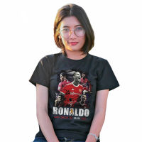 BUYNOW เสื้อยืดดำ Ronaldo comeback Manu ผ้าคัตตอนเนื้อดี ไม่หด