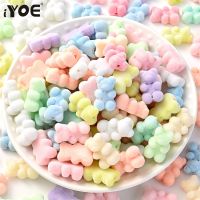 10pcs 12x18mm Flocking Bear Spacer Beads Makaron Vertical Hole Acrylic Beads For Jewelry Making Bracelet Necklace Diy Earring Beads