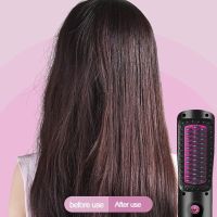 USB Wireless Professional Hair Straightener Curler Brush Ion Comb Negative Curling Girl Heating Styling Straightening Tools Z0I7