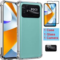 【Enjoy electronic】 Case POCO C40 Tempered Glass Silicone Case Poco C50 X4 F4 GT Camera Film PocoC40 Clear Shockproof Cover For Xiaomi-Poco-C40 Case