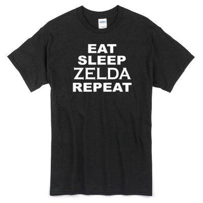 [COD]ใหม่ เสื้อยืดแขนสั้น ผ้าฝ้าย 100% พิมพ์ลาย Eat Sleep Zelda Repeat สีดํา สีขาว DIY สําหรับผู้ชายS-5XL  19QX