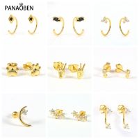 {Han ornaments}PANAOBEN เงินสเตอร์ลิงผู้หญิง39;S ต่างหูสุนัข Paw ท่าทาง Huggie Piercing Stud ต่างหูเครื่องประดับอุปกรณ์เสริม Boucle Oreille Femme