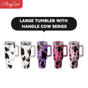 1pc Tumbler With Straw And Lid,40oz Cow Print Heavy Duty Water