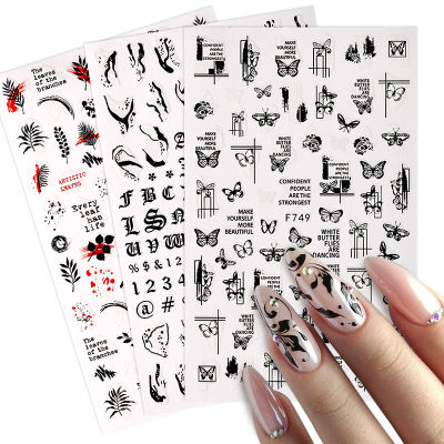 3D Nail Sticker Flowers Leaves Butterfly Abstract Decals And Sticker Nail Foils Slider Nail Art Decals Manicure Nails Accesorios