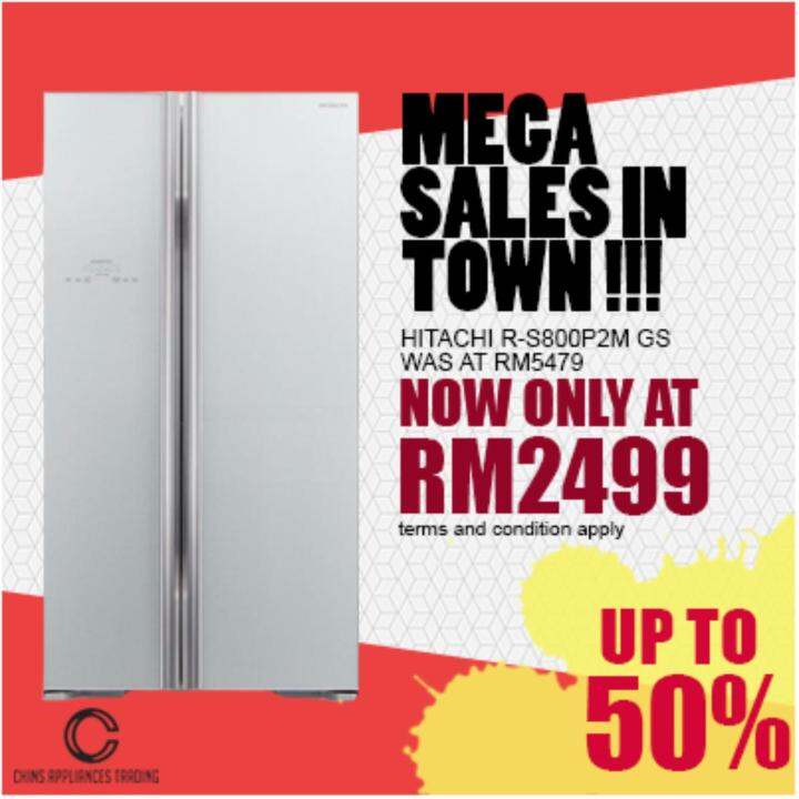 Hitachi Side By Side Inverter Fridge (661L) RS800P2M GS New Display