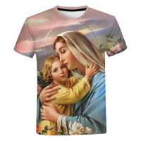 Virgin Mary Graphic Tees สำหรับผู้ชายผู้หญิง3D ขนาดใหญ่พิมพ์ T เสื้อ streetwear Harajuku แขนสั้น TOP Tees