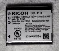 Ricoh DB-110 Battery no Box Original Genuine for Ricoh GRIII GR III Ricoh gr3 GR Series (Pentax) WG6 WG-6 GPS, G900 G 900 G900SE Theta X, Rechargeable Lithium-Ion Battery (3.6V, 1350mAh)