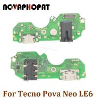 Novaphopat สำหรับ LE6 Tecno Pova แท่นชาร์จยูเอสบีหูฟังนีโอช่องเสียบปลั๊กแจ็คเสียงไมค์ไมโครโฟนบอร์ดชาร์จแบบยืดหยุ่น