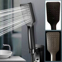 Zhangji พลาสติก ABS หัวฝักบัวประหยัดน้ำพร้อมที่วางท่อ Matte Black Massage Rainfall Showerhead อุปกรณ์ห้องน้ำ