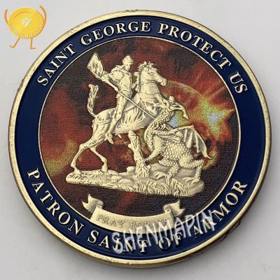 Patron Saint of Armor Saint George Commemorative Coin Valor Justice Loyalty Sniper Honor Medal Coins Collectibles Pray for Us