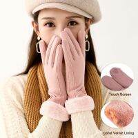 New Elegant Fashion Lady Glove Mittens Women Winter Vintage Touch Screen Keep Warm Gloves Coral Velvet Grace Thickened Gloves