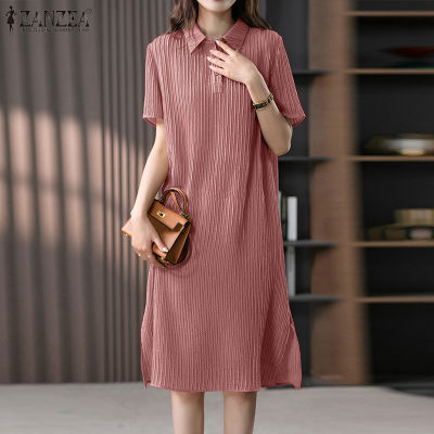 (สินค้ามาใหม่)(จัดส่งฟรี)Fancystyle ZANZEA เสื้อชุดเดรสรัดรูปทำงานมีกระดุมติดสไตล์เกาหลีของผู้หญิงสง่างาม #10