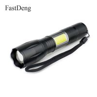 LED Flashlight Side COB Lamp Design T6 2000 lumens Zoomable LED Torch Flashlight Aluminum 4 Light Modes for 18650 Battery Rechargeable  Flashlights