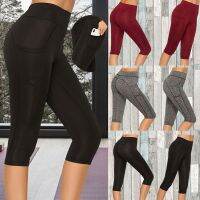 HOT HULXOIQQQEWV 573[] ใหม่ผู้หญิงคาปรี Leggings สำหรับกีฬาเอวสูงกระเป๋า Leggings 3/4การบีบอัด Leggings วิ่งถุงน่องยิมกางเกงกระเป๋า