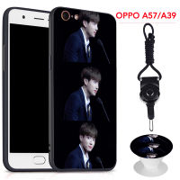 BTS เคสโทรศัพท์สำหรับ OPPO A57/A39ซิลิคอนนุ่มกรณีที่มีรูปแบบเดียวกันแหวนและเชือก