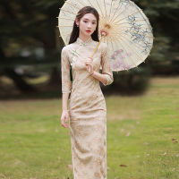 ชุดจีนที่ทันสมัยสีชมพูที่ดีขึ้น Cheongsam เย็นย้อนยุคระดับไฮเอนด์ชุด Cheongsam ดอกไม้ที่สง่างามผู้หญิงแต่งตัว