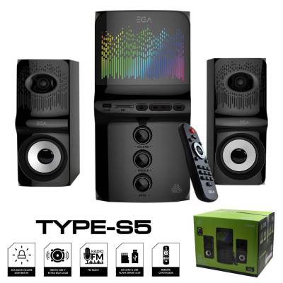 New ลำโพงเกมมิ่ง EGA รุ่น TYPE S5 RGB ปรับโหมดไฟได้ BLUETOOTH Also included FM Radio, USB/SD สินค้าประกัน 2 ปี