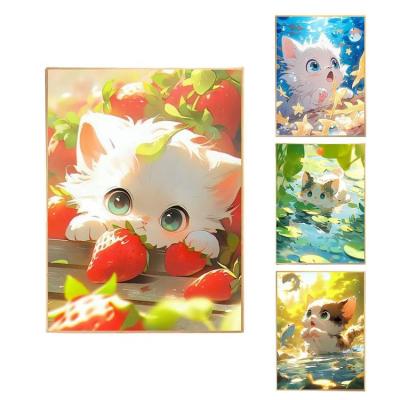 DIY Oil Painting Cartoon DIY Cat Painting Kit with Numbered Portable Adult Paint By Number Kits DIY Oil Painting for Beginners Birthday Adults Kids eco friendly