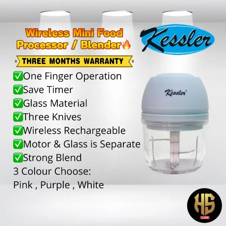 HOSEI 🔥READY STOCK🔥 KESSLER RECHARGEBLE⚡MINI FOOD PROCESSOR Lazada