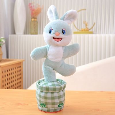 ตุ๊กตากระต่ายไฟฟ้าแบบแกว่งได้สำหรับเด็ก Kado Ulang Tahun น่ารักของร้องเพลงและเต้น
