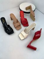 Foreign trade large size sandals [feminine] thick heel super stable open toe sexy high heel sandals and slippers fashionable square toe sandals 【QYUE】