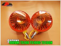 SUZUKI TS100 TS100C TS100N FRONT TURN SIGNAL (LH&amp;RH) SET PAIR // ไฟเลี้ยวหน้า (ฝาครอบไฟสีส้ม)  ซ้าย-ขวา (2 ดวง) สินค้าคุณภาพดี