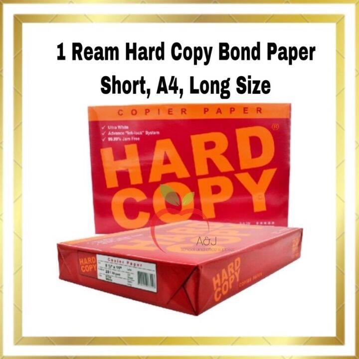 Hard Copy Bond Paper Short A4 Long Size 1 Ream Lazada PH