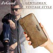JvGood Bifold Long Wallet Retro Fashion PU leather Zipper Coin Purse Card