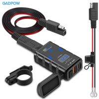 Gadpow ช่องเสียบ USB 24V กันน้ำสำหรับมอเตอร์ไซค์ที่ชาร์จโทรศัพท์ Charger Sepeda Motor USB ชนิด C 12V QC3.0 6.8A สำหรับรถจักรยานยนต์