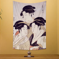 Japanese Geisha home decoration tapestry Kanagawa printing wall hanging Bohemian sheet yoga mat sofa blanket