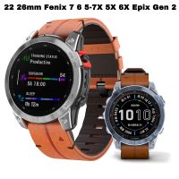 สายนาฬิกา22 26มม. สำหรับ Garmin Fenix 7X 7 5 5X 6X 3HR 6Pro Epix Gen 2สมาร์ทวอท์ชปลดเร็วข้อมือหนัง B