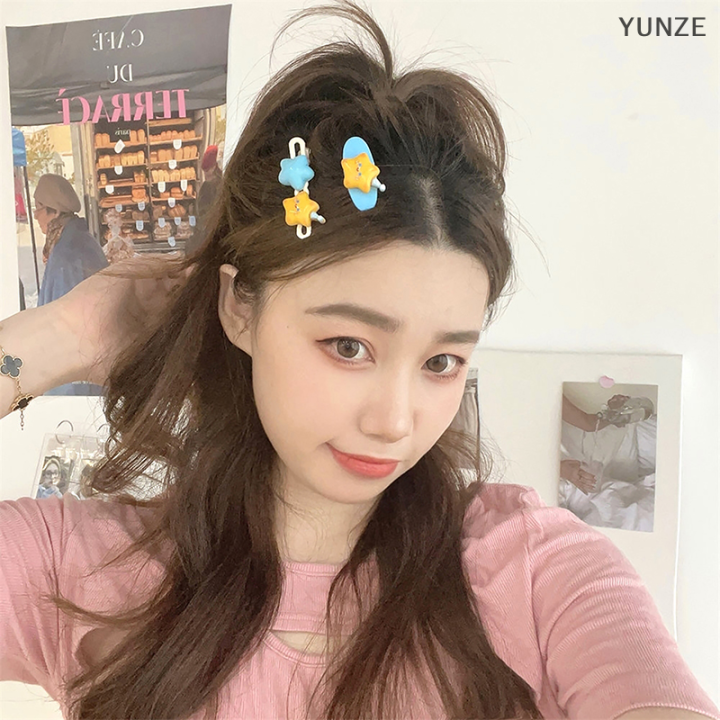 yunze-คลิปกิ๊ฟติดผมรูปดาวน่ารัก1ชิ้นปิ่นปักผมรูปวงรีน่ารักสำหรับเด็กผู้หญิงอุปกรณ์เสริมหมวกคลุมหัวผู้หญิงกิ๊บกิ๊บปากเป็ดข้าง